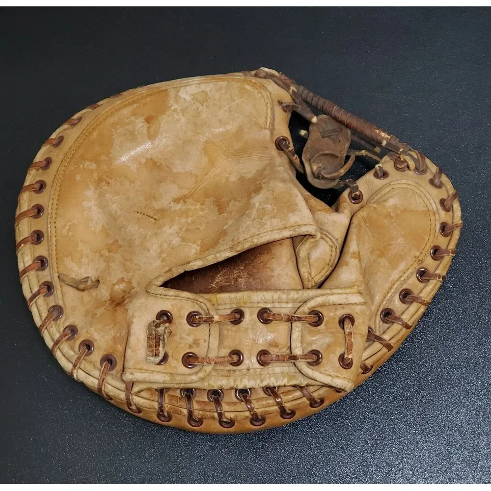 Vintage Rawlings Padded Leather L/H Catchers Mitt Glove Hinged Pad SM 300-G READ